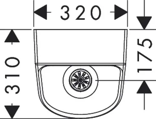 Weißes Urinal mit abgerundeter Form, Zulauf von hinten und Ablauf nach unten/hinten. Produktelement von Hansgrohe, spülrandlos gestaltet.